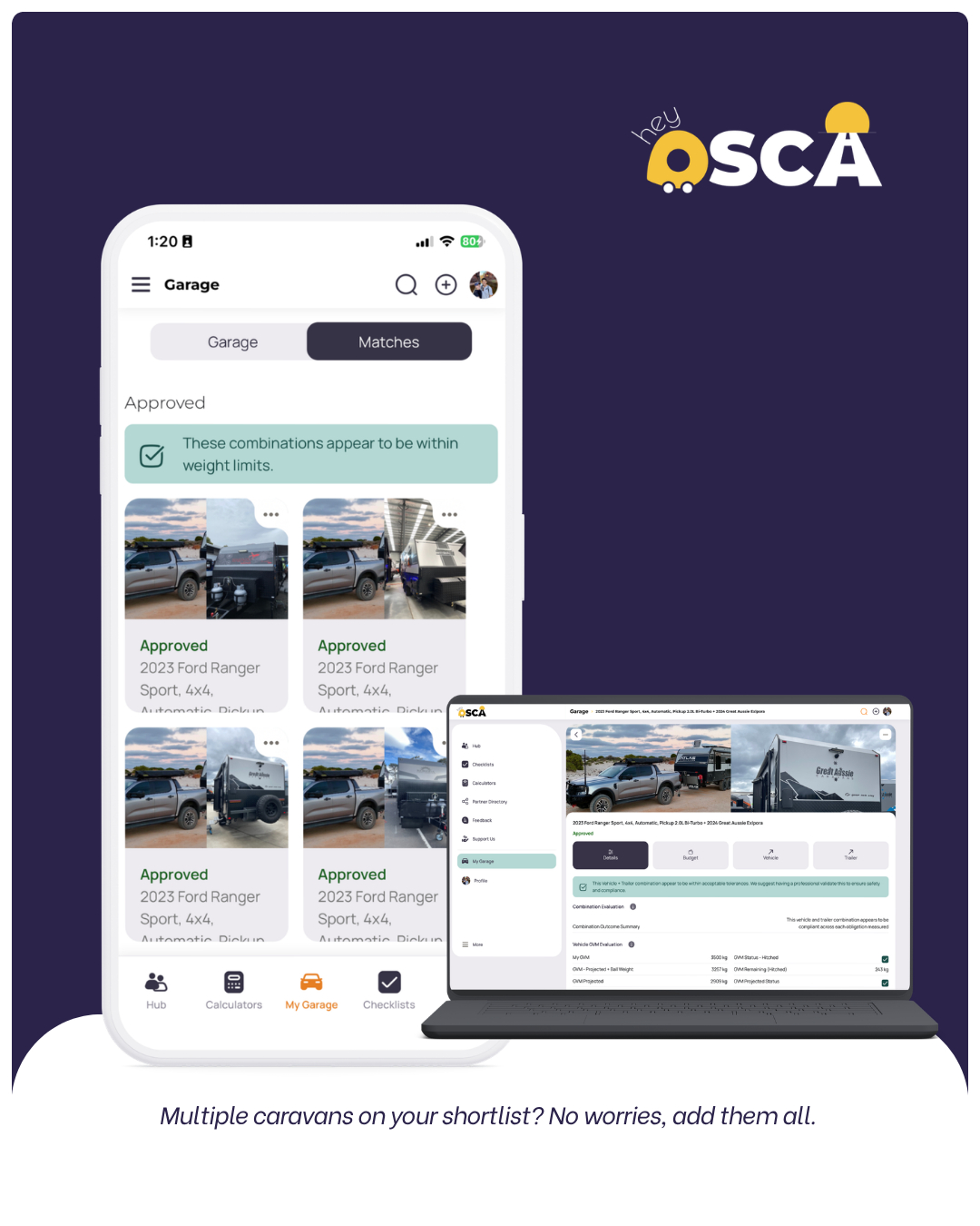 Hey OSCA platform showing vehicle and caravan combination modelled during a RoadFit session